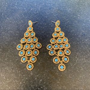 Turquoise and Gold Chandelier Earrings